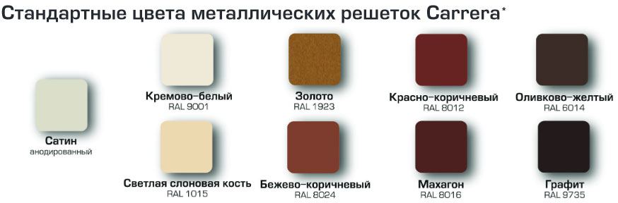 Варианты покраски решеток Carrera