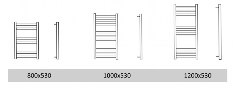 Размеры полотенцесушителя ТМ Genesis Aqua Tristar flat 