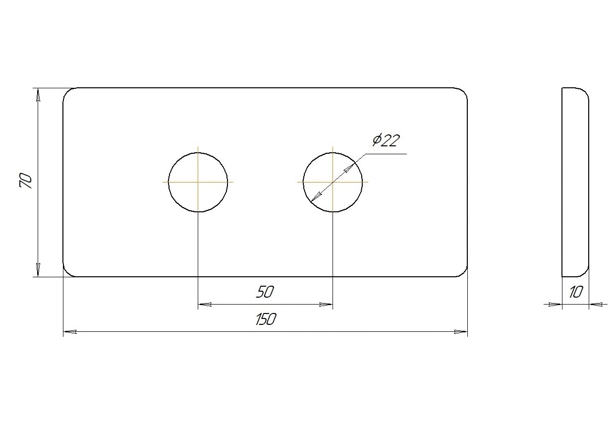 Креслення та розміри маскувального комплекту для нижнього підключення радіатора