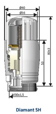 Термоголовка Schlosser Diamant, чертеж, размеры