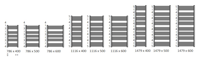 Розміри сушарки для рушників Терма Домі 