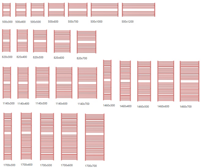Розміри електричної сушарки для рушників Терма Ліма