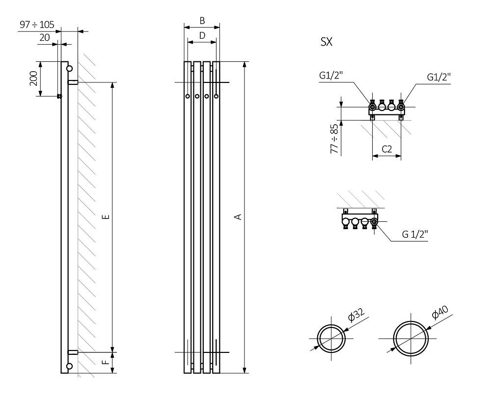 Креслення радіатора Rolo Hanger