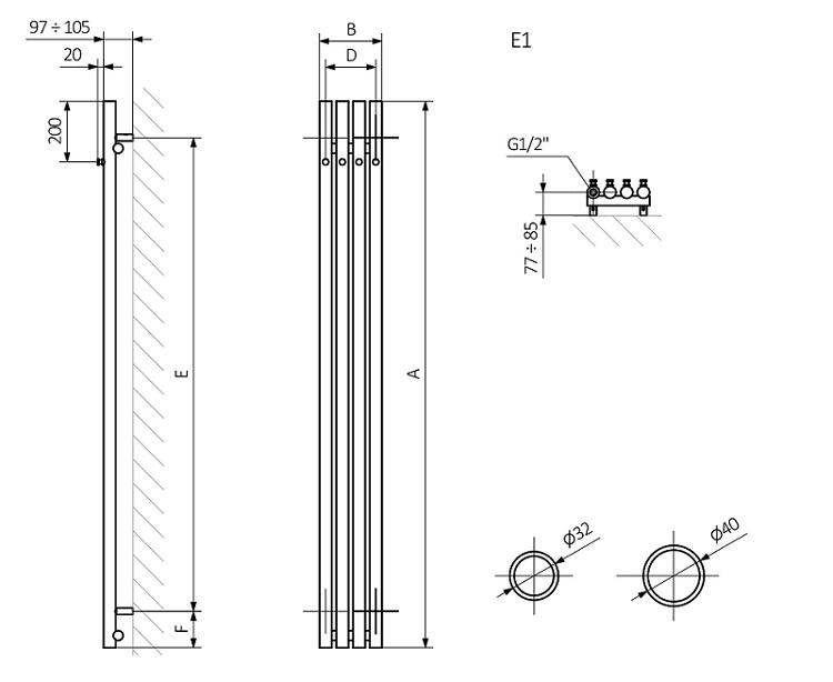 Креслення радіатора Rolo Hanger
