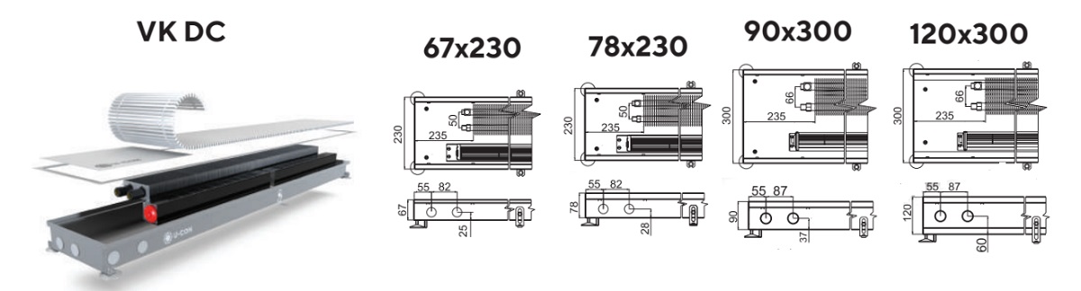 Размерный ряд конвекторов U-con VK