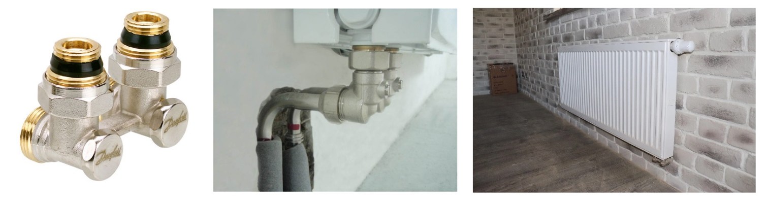 Вузол нижнього підключення радіатора кутовий