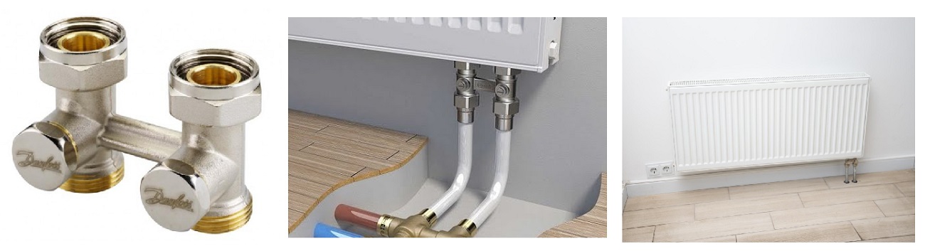 Вузол нижнього підключення радіатора прямий