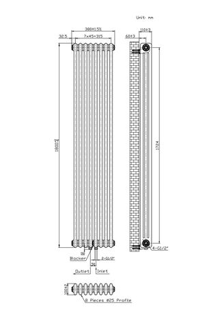 Warm Well Column 3 1800 білий
