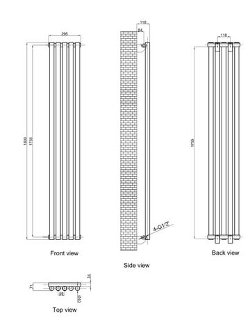 радіатор ARTTIDESIGN Matera сірий креслення
