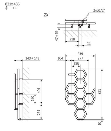Terma Hex, подключение 3