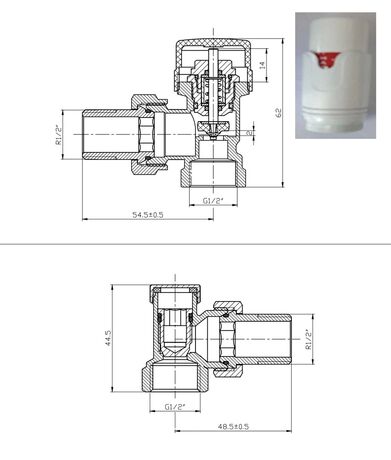 Комплект термостатичний кутовий білий Warm Well