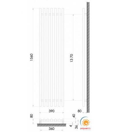 Дизайнерский радиатор Polywarm Sorbonne, чертеж