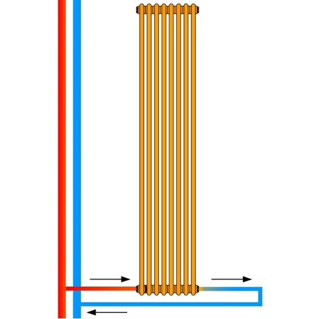 Вертикальний радіатор Calidum 2-хтрубний, підключення