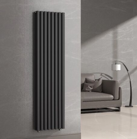Вертикальний радіатор Ellipse 2-хтрубний, чорний