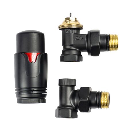 Комплект термостатичний кутовий чорний Warm Well