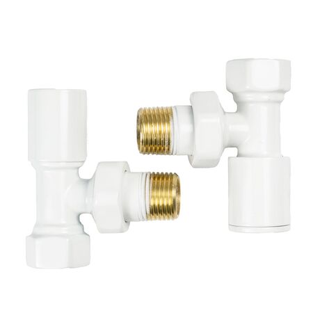 Комплект радіаторних кранів, кутовий, білий Warm Well