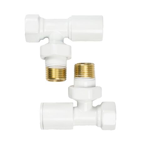 Комплект радіаторних кранів, кутовий, білий Warm Well