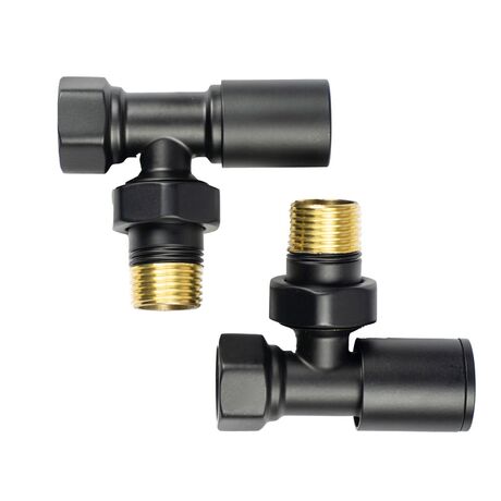 Комплект радіаторних кранів, кутовий, чорний Warm Well