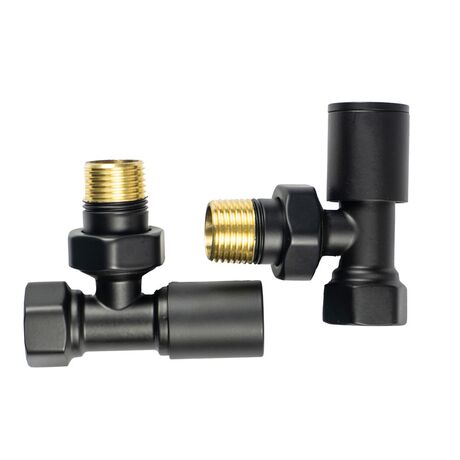 Комплект радіаторних кранів, кутовий, чорний Warm Well