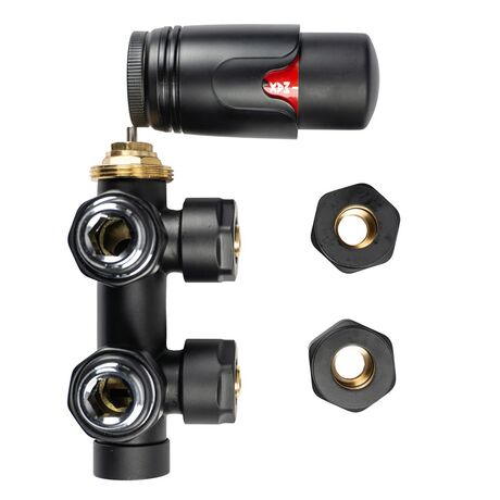 Термостатический комплект Warm Well DUOPLEX черный мат