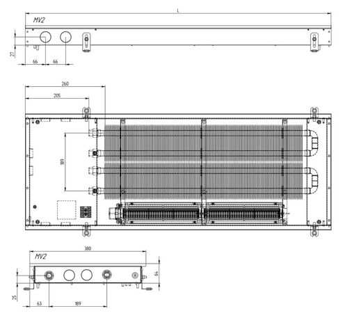 Carrera МV2 - низький конвектор з 2 теплообмінниками