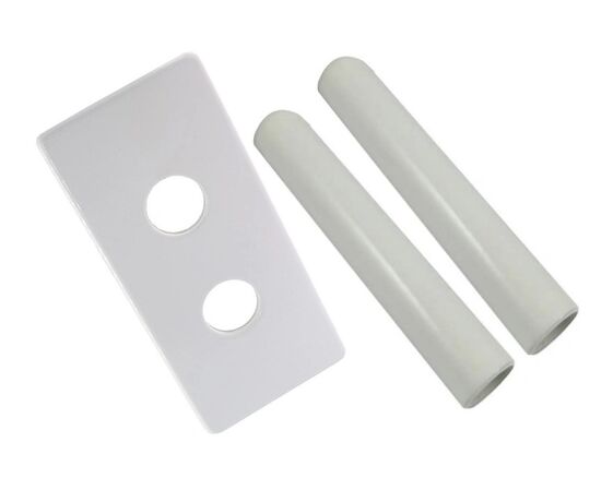 603000097.06 Двойная розетка 150/70 L50 + 2 шт латунные трубки d=22mm, белая