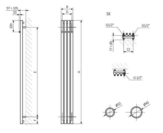 Креслення радіатора Rolo Hanger