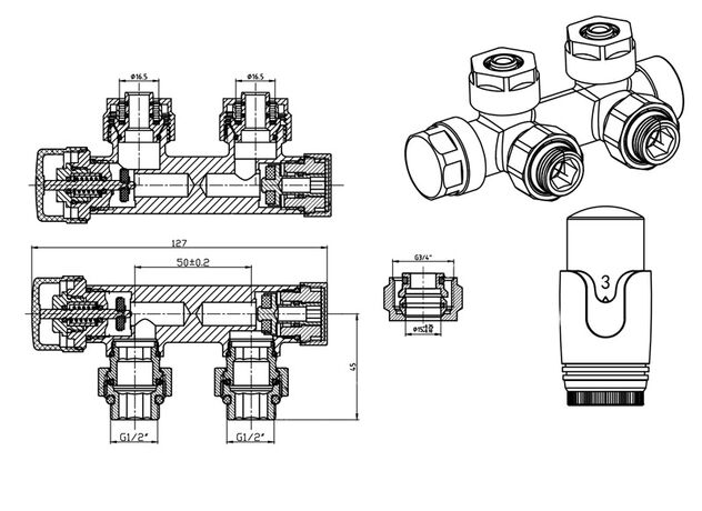 Термостатичний комплект типу DUOPLEX білий Warm Well