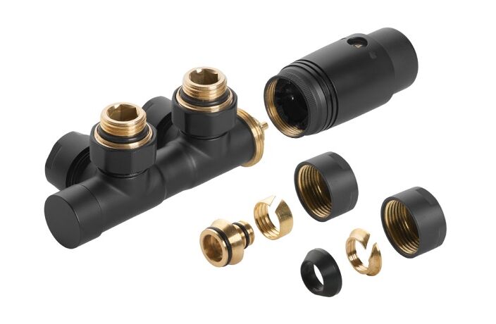 Invena CZ-91-015 Duo-Plex комплект для подключения радиатора, Черный