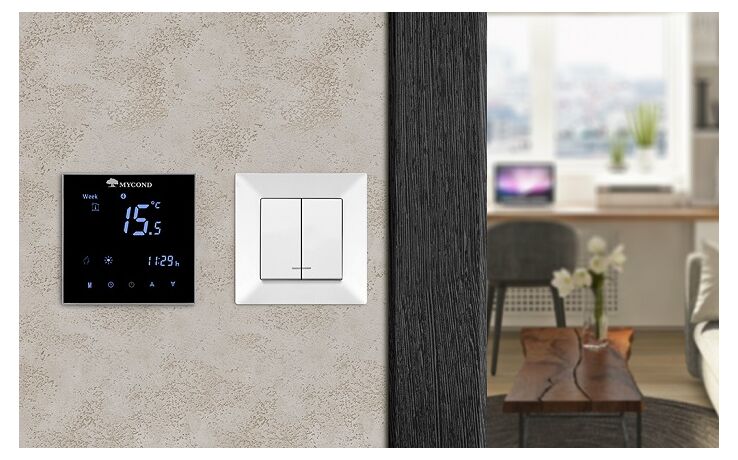Термостат Mycond Block (Чорний) на стіні