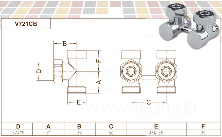 V721CB Carlo Poletti кутовий кран креслення