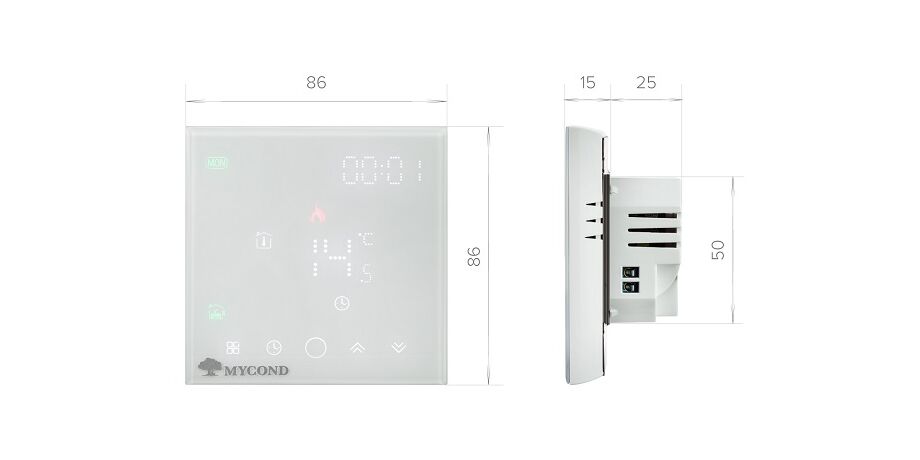 Термостат Mycond Block (Білий) розміри